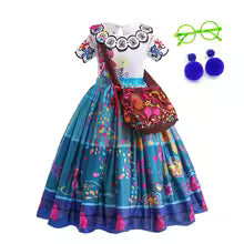 Mirabel Princess Dress for Girls – Encanto Halloween Cosplay Costume with Bag | Kids Birthday & Party Dress