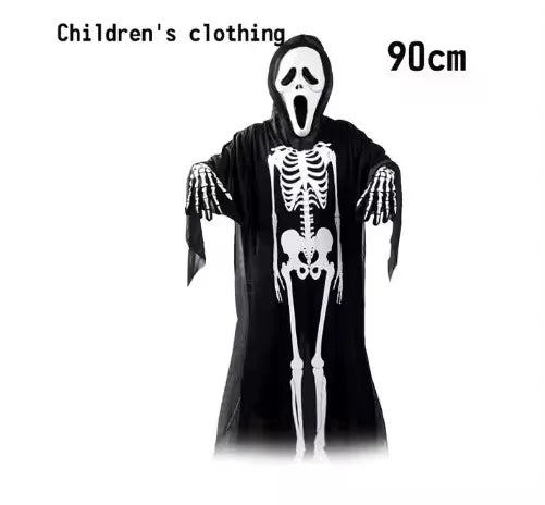 Grim Reaper Halloween Costume 2025 β Kids & Adult Skeleton Robe with Hood & Sickle Scythe | Spooky Cove
