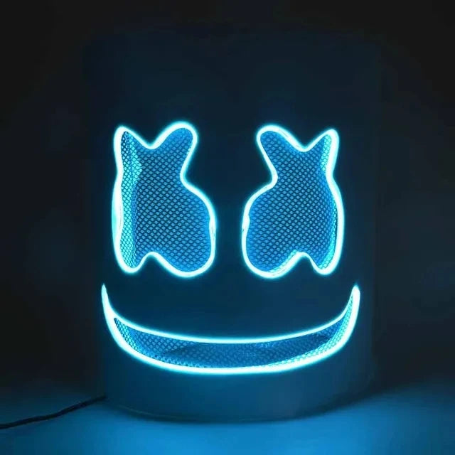 Halloween LED DJ Marshmello Mask โ Light Up Cosplay Helmet for Rave, Festival & Party Props | Spooky Cove