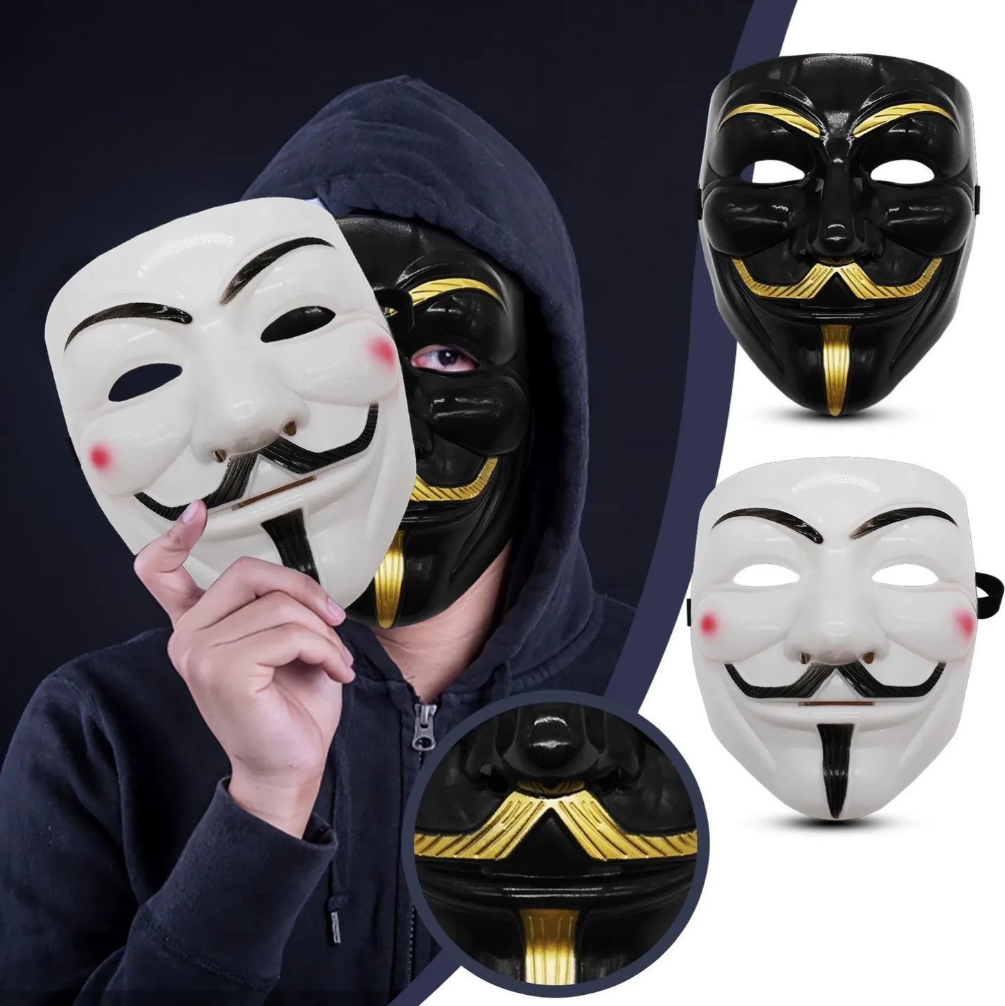 Halloween V for Vendetta Mask β Anonymous Cosplay Guy Fawkes Face Mask for Party & Costume Props | Spooky Cove