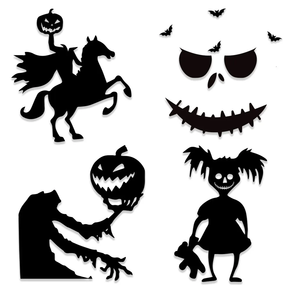 Halloween Door & Window Stickers – Skeleton Hand, Pumpkin, Witch Hat, Ghost & DIY Scary Room Decorations