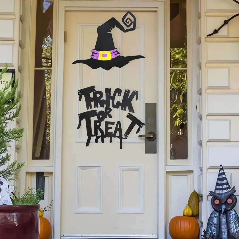 Halloween Door & Window Stickers – Skeleton Hand, Pumpkin, Witch Hat, Ghost & DIY Scary Room Decorations