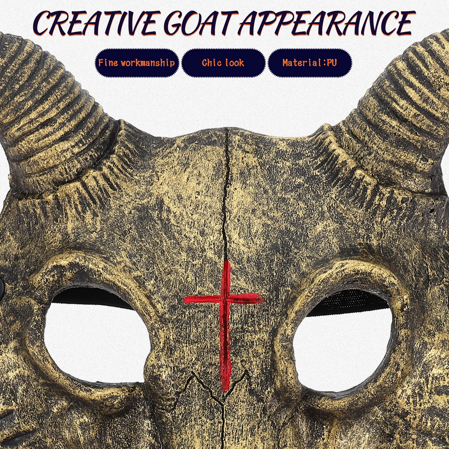 Gothic Goat Head Skull Mask – Horror Ram Horn Animal Mask for Halloween Masquerade & Cosplay Costume Props