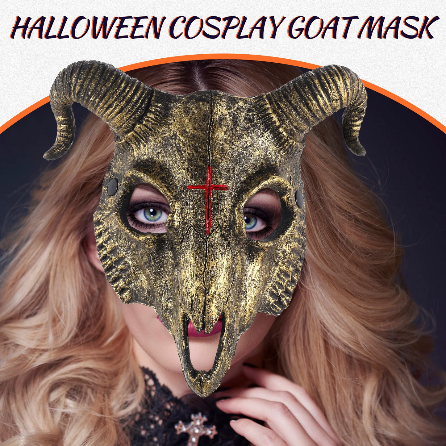Gothic Goat Head Skull Mask – Horror Ram Horn Animal Mask for Halloween Masquerade & Cosplay Costume Props