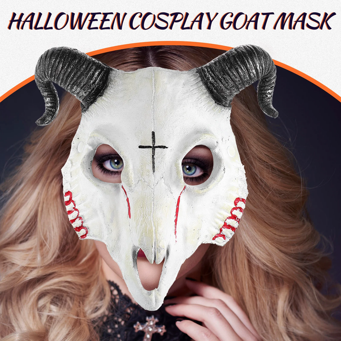 Gothic Goat Head Skull Mask – Horror Ram Horn Animal Mask for Halloween Masquerade & Cosplay Costume Props
