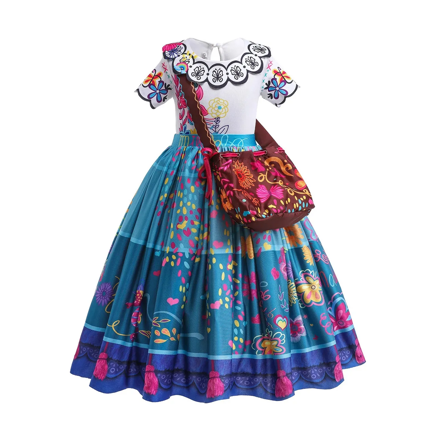 Mirabel Princess Dress for Girls – Encanto Halloween Cosplay Costume with Bag | Kids Birthday & Party Dress