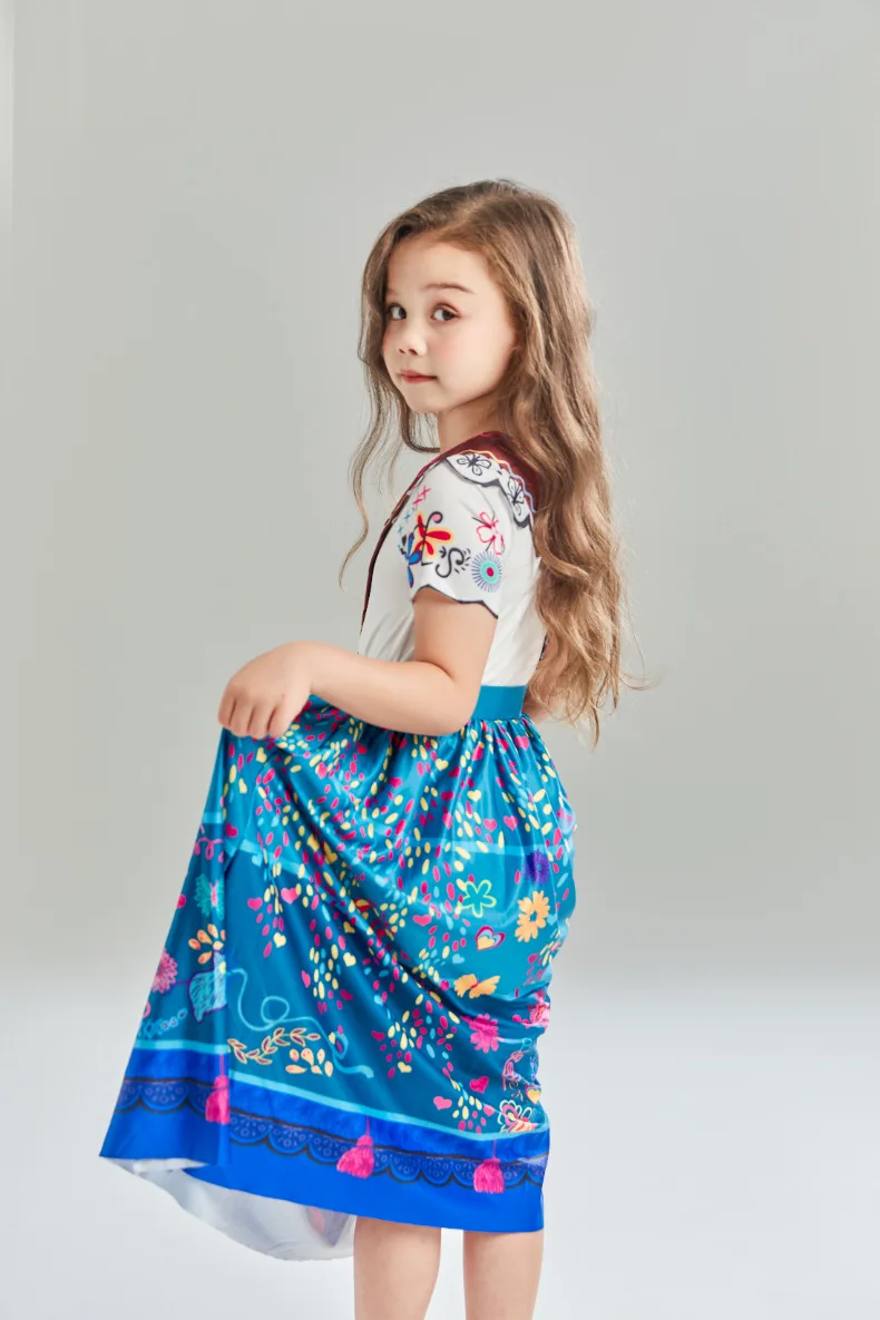 Mirabel Princess Dress for Girls – Encanto Halloween Cosplay Costume with Bag | Kids Birthday & Party Dress