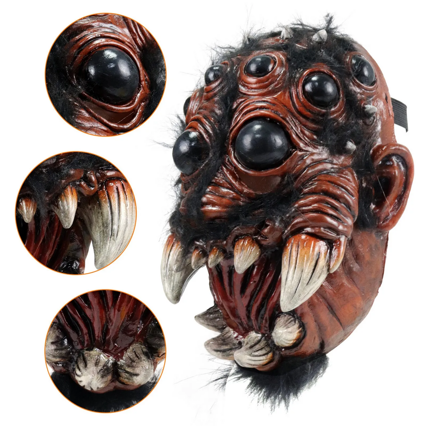 Halloween Horror Spider Animal Mask – Scary Latex Creepy Crawly Mask with Multiple Eyes | Party, Cosplay & Haunted House Props