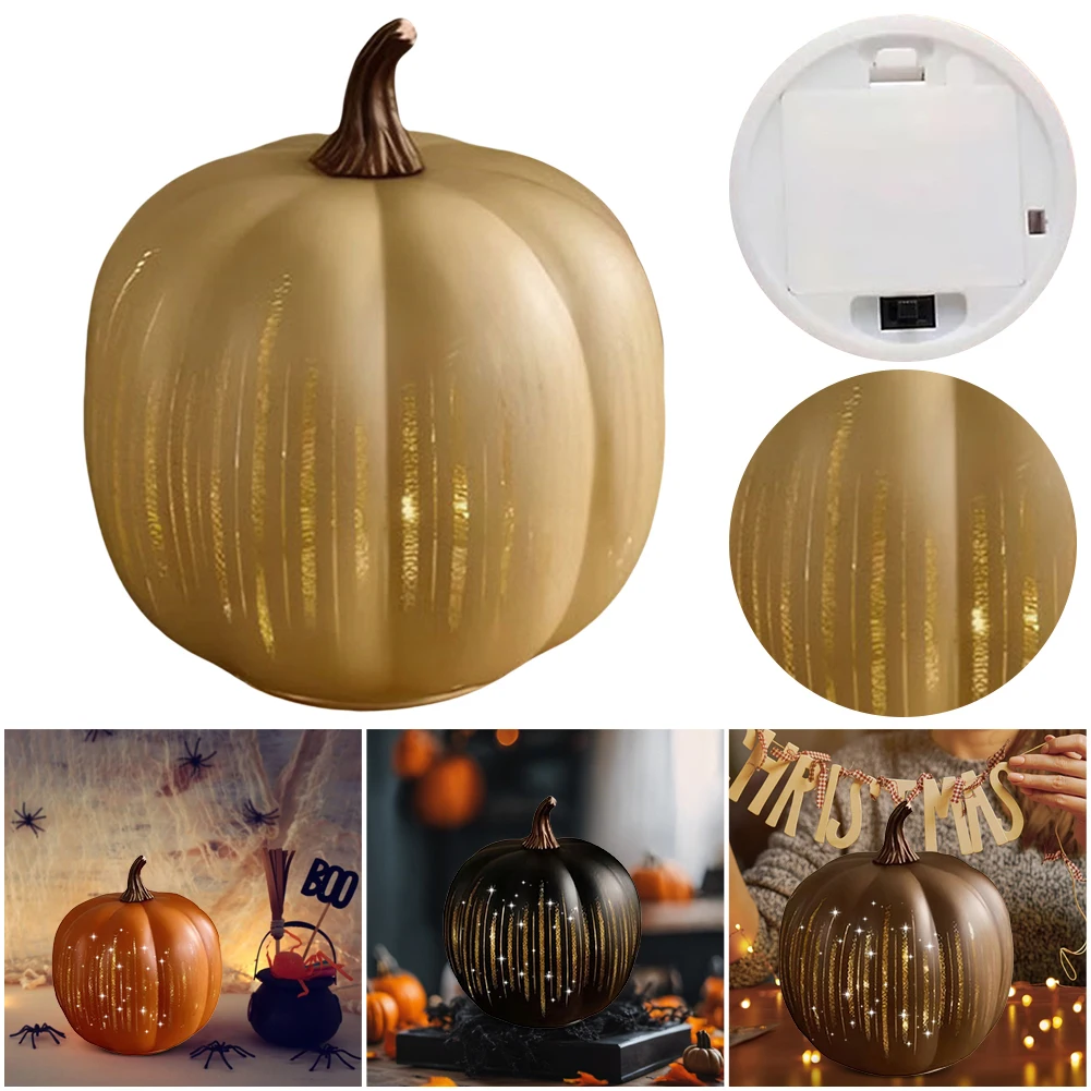 Halloween Pumpkins Lamp – Twinkle LED Lighted Glass Pumpkin with Timer | Sparkling Starry Night Holiday Festive Décor