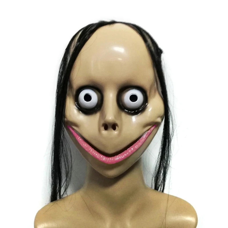 Halloween Horror Mask with Long Hair β Scary Female Ghost MoMo Cosplay Mask with V-Shaped Mouth