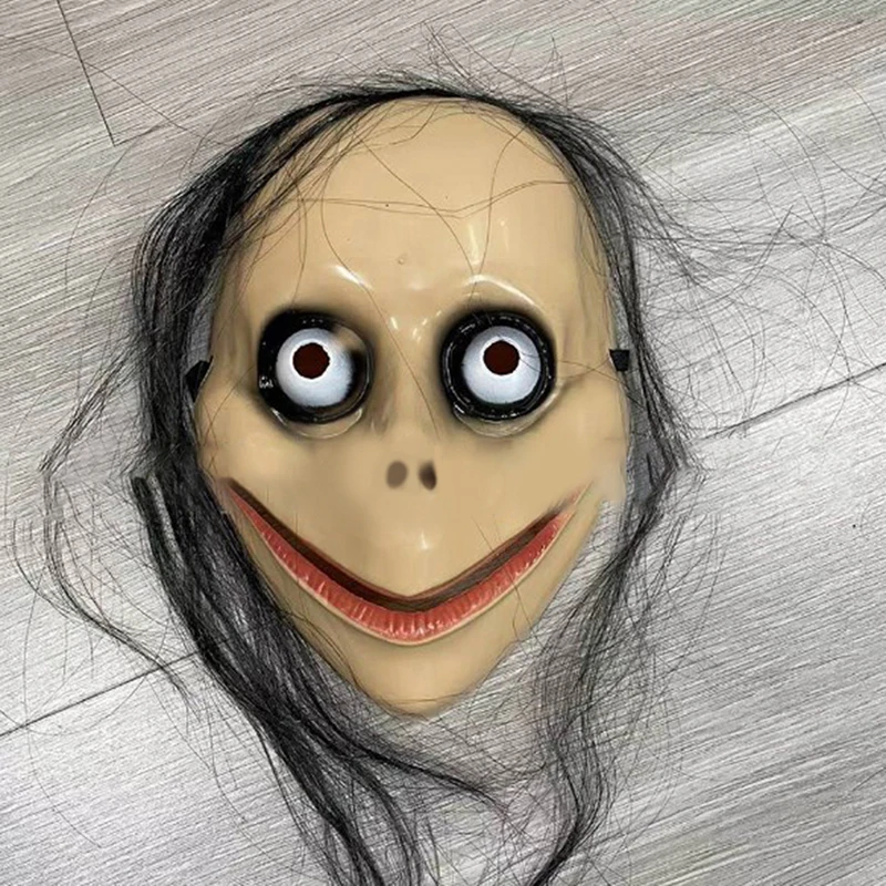 Halloween Horror Mask with Long Hair β Scary Female Ghost MoMo Cosplay Mask with V-Shaped Mouth