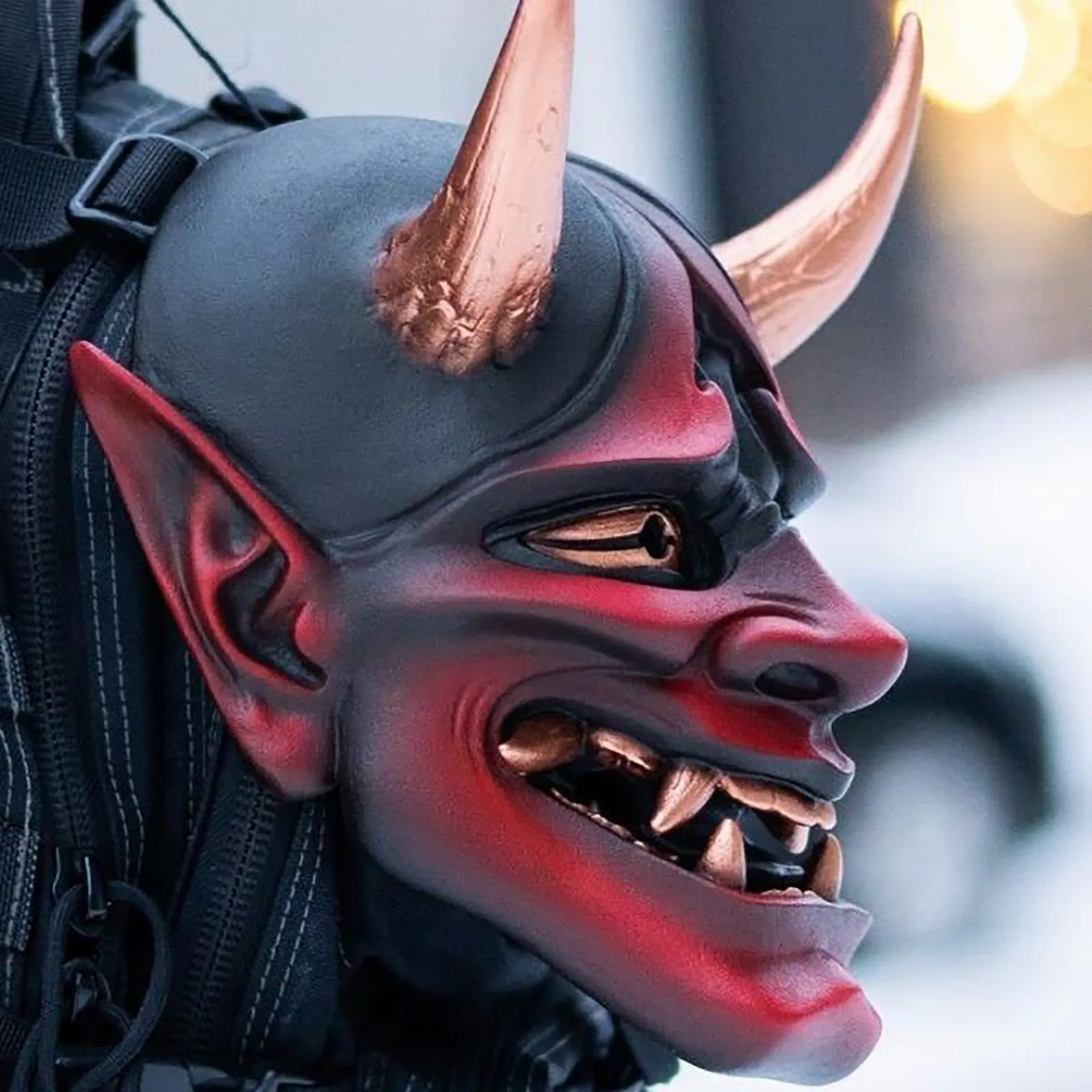 Japanese Prajna Oni Demon Mask β Latex Samurai Noh Kabuki Cosplay Mask for Halloween & Horror Party Costume Props