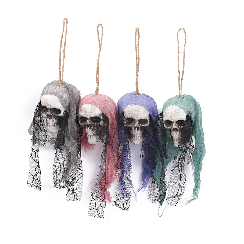 Halloween Skull Hanging Ornaments Foam Skull Bride Clothes Bone Head Scene Layout Props Home Decorations Festival Party Supplie