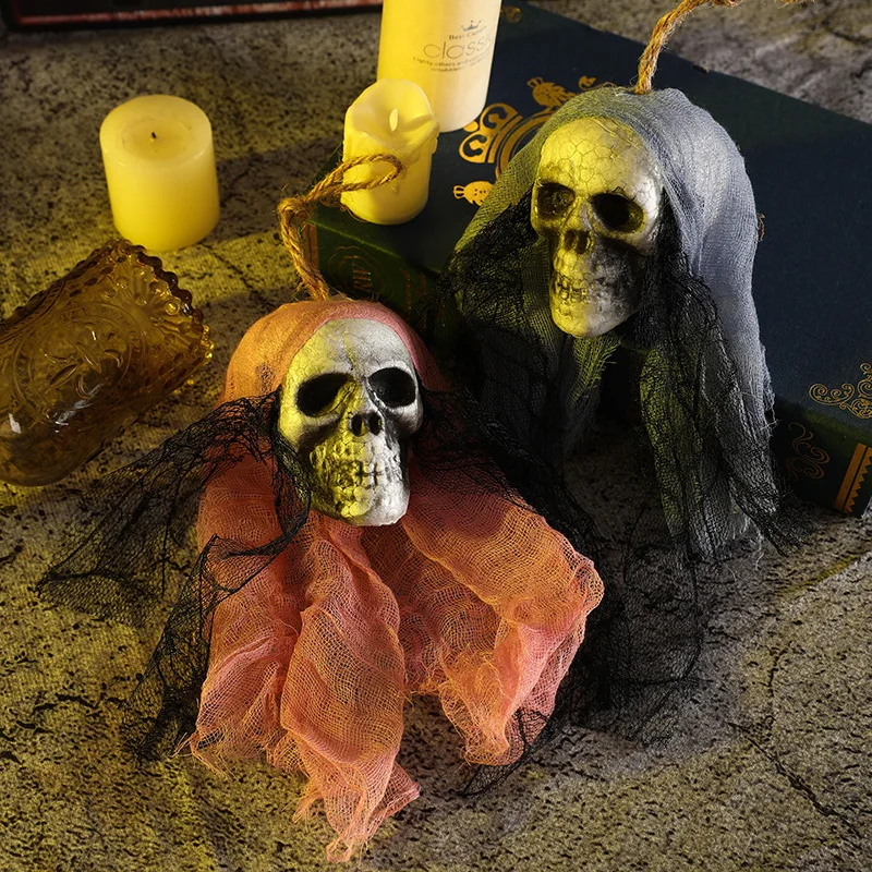 Halloween Skull Hanging Ornaments Foam Skull Bride Clothes Bone Head Scene Layout Props Home Decorations Festival Party Supplie