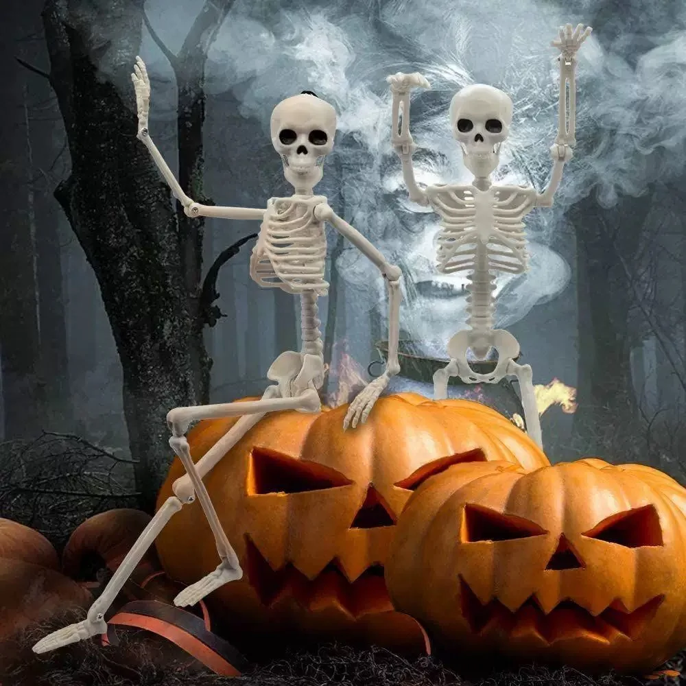 Halloween Skeleton Decoration – 40cm/90cm Full Body Human Skeleton with Movable Joints, Hanging Posable Bones for Haunted House & Party Décor