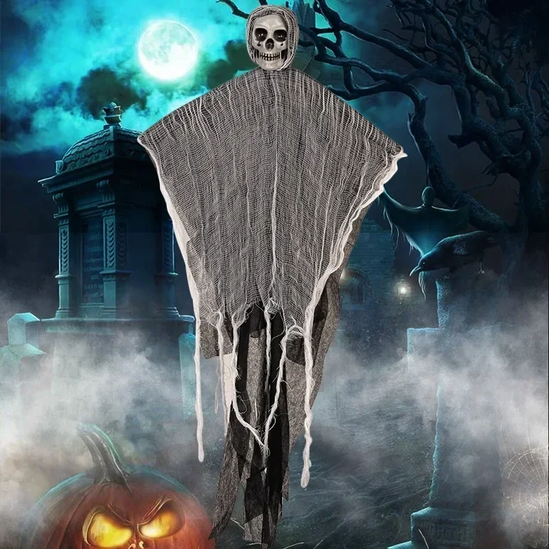 Halloween Hanging Skull Ghost – Scary Skeleton Horror Prop for Haunted House, Outdoor & Indoor Party Decorations