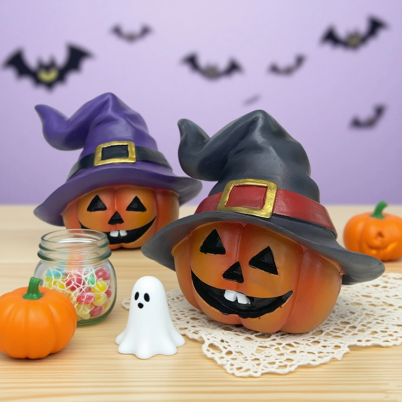 Resin Pumpkin Set – Fall Harvest & Thanksgiving Home Decorations, Halloween Outdoor Ornaments for Autumn Party & Seasonal Décor
