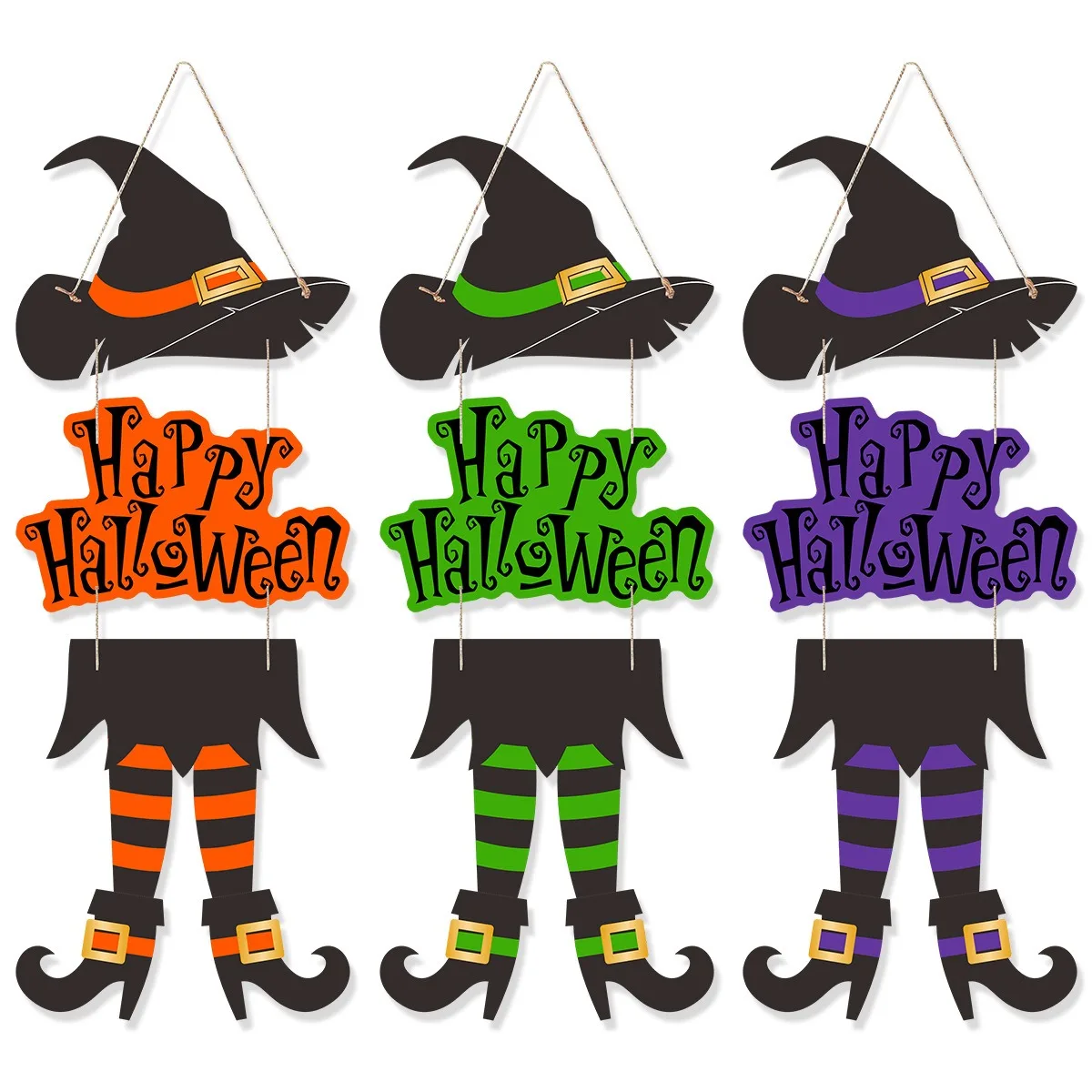 Halloween Witch Leg Hat Door Sign – Trick or Treat Hanging Pendant for Kids, Ghost Festival Party Décor & Happy Halloween 2025 Decorations