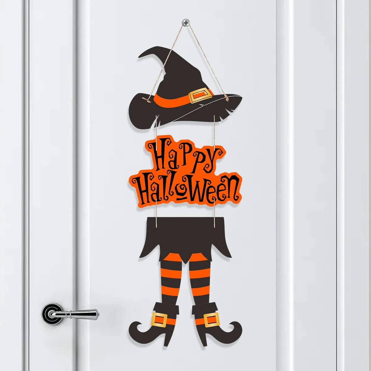 Halloween Witch Leg Hat Door Sign – Trick or Treat Hanging Pendant for Kids, Ghost Festival Party Décor & Happy Halloween 2025 Decorations