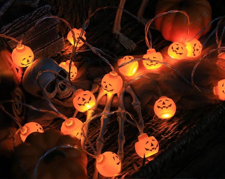 2025 Halloween LED Light String β Pumpkin, Skull & Eyeball Shaped Lamps for Trick or Treat, Party Lanterns & Horror Home Decorations