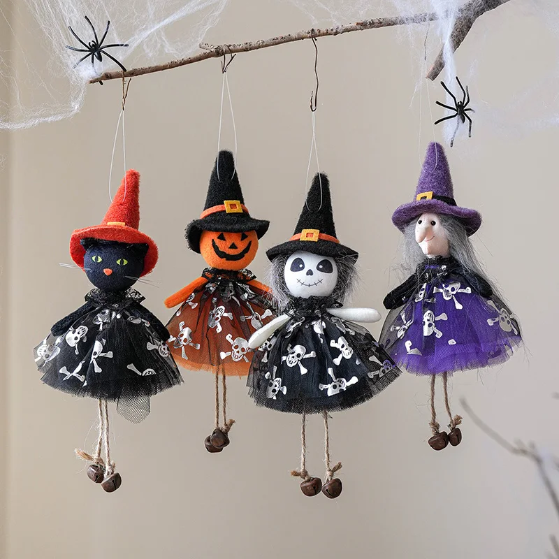 2025 Halloween Hanging Ornaments – Witch, Pumpkin, Black Cat & Skeleton Charms for Home, Tree Decorations & Party Supplies
