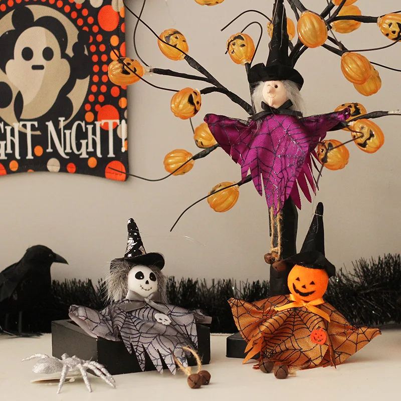 2025 Halloween Hanging Ornaments – Witch, Pumpkin, Black Cat & Skeleton Charms for Home, Tree Decorations & Party Supplies