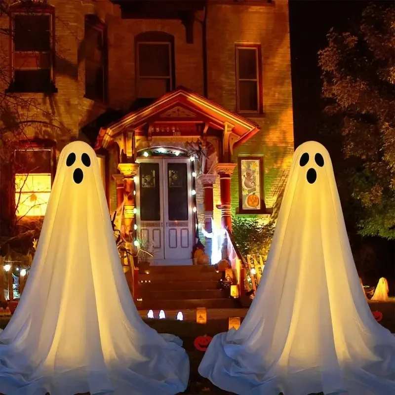Halloween Ghost Decorations – Outdoor Hanging Spooky Ghost with Battery String Lights, Porch & Home Party Lantern Décor