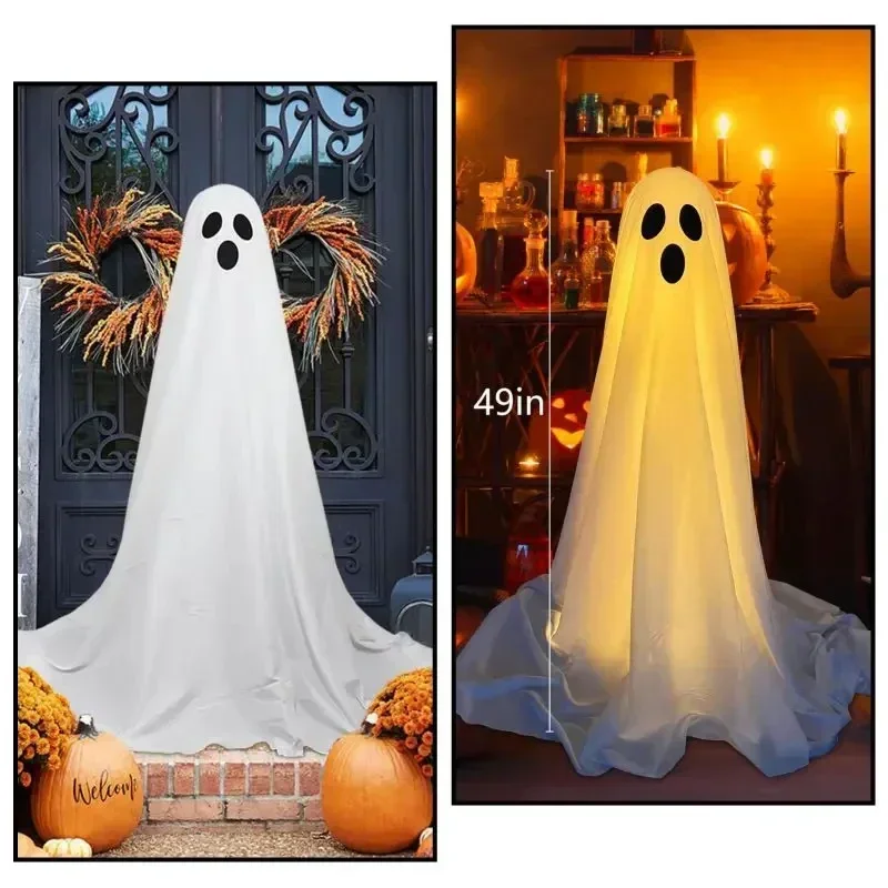 Halloween Ghost Decorations – Outdoor Hanging Spooky Ghost with Battery String Lights, Porch & Home Party Lantern Décor