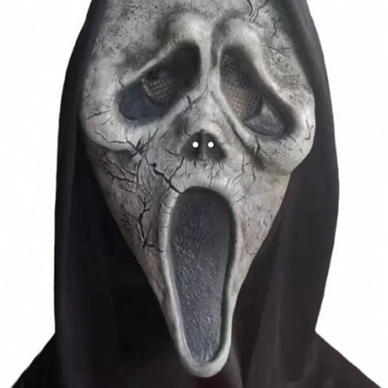 Halloween Cosplay Horror Screaming Mask – Scary Latex Hood Mask for Adults, Funny Haunted House & Party Props