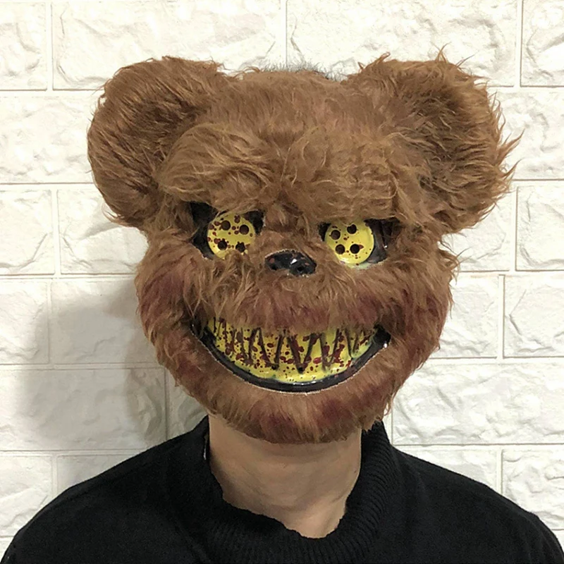 Halloween Cosplay Scary Bear & Rabbit Mask – Creepy Cartoon Head Cover for Fancy Dress, Stage, Carnival & Masquerade Party
