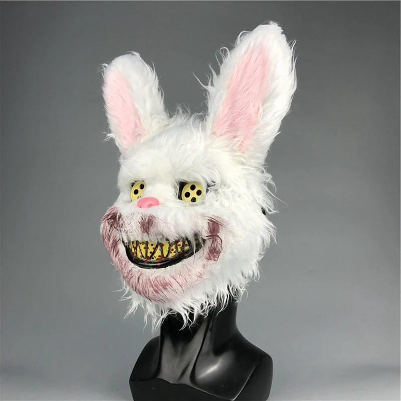 Halloween Cosplay Scary Bear & Rabbit Mask – Creepy Cartoon Head Cover for Fancy Dress, Stage, Carnival & Masquerade Party