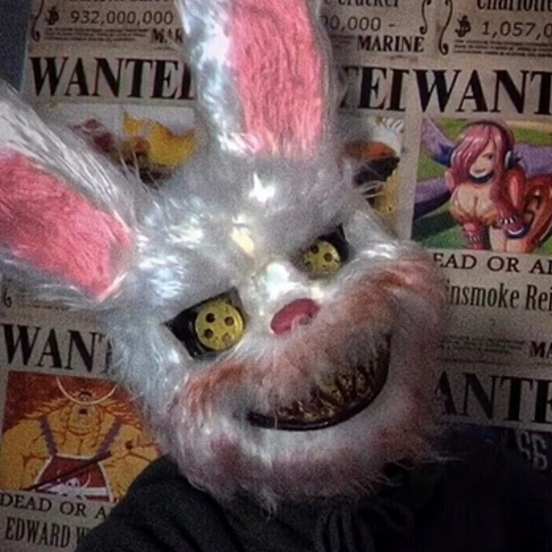 Halloween Cosplay Scary Bear & Rabbit Mask – Creepy Cartoon Head Cover for Fancy Dress, Stage, Carnival & Masquerade Party