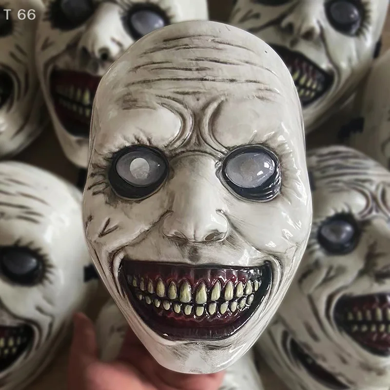 Halloween Horror Exorcist Demon Mask – Scary White Plastic & Latex Cosplay Mask for Carnival Party Props