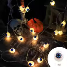 2025 Halloween LED Light String – Pumpkin, Skull & Eyeball Shaped Lamps for Trick or Treat, Party Lanterns & Horror Home Decorations