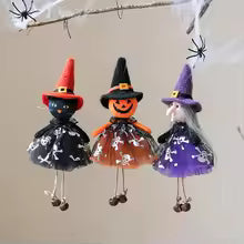 2025 Halloween Hanging Ornaments – Witch, Pumpkin, Black Cat & Skeleton Charms for Home, Tree Decorations & Party Supplies