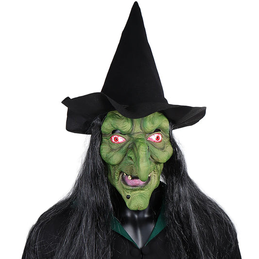 Halloween Horror Old Witch Mask with Hat – Scary Latex Hag Costume Mask for Cosplay & Party Props | Spooky Cove