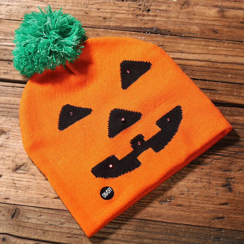 Halloween LED Knit Hat – Light-Up Skull & Ghost Beanie for Kids & Adults Party Supplies | Spooky Cove