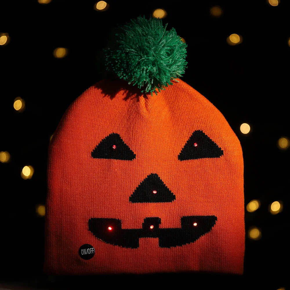 Halloween LED Knit Hat – Light-Up Skull & Ghost Beanie for Kids & Adults Party Supplies | Spooky Cove