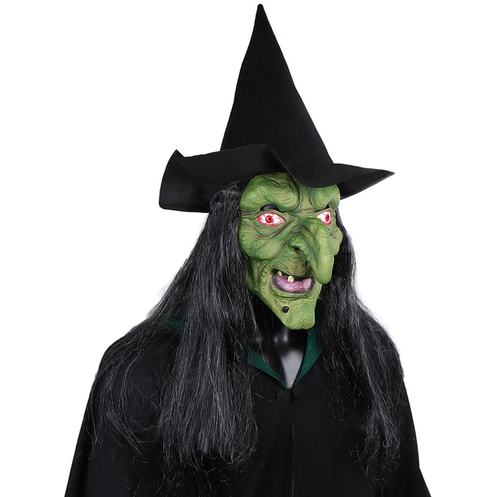 Halloween Horror Old Witch Mask with Hat – Scary Latex Hag Costume Mask for Cosplay & Party Props | Spooky Cove