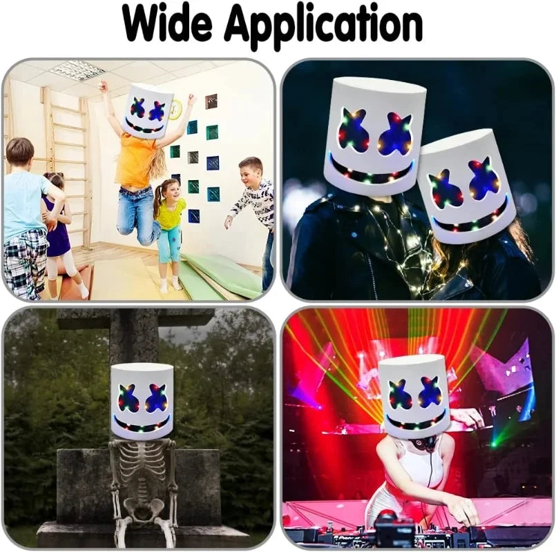 Halloween LED DJ Marshmello Mask – Light Up Cosplay Helmet for Rave, Festival & Party Props | Spooky Cove