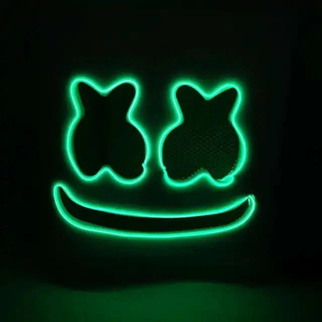 Halloween LED DJ Marshmello Mask – Light Up Cosplay Helmet for Rave, Festival & Party Props | Spooky Cove