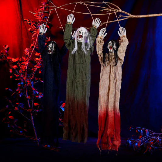 Halloween Hanging Scary Prop – Long-Haired Horror Decoration for Parties, Haunted Houses & Escape Rooms | Spooky Cove