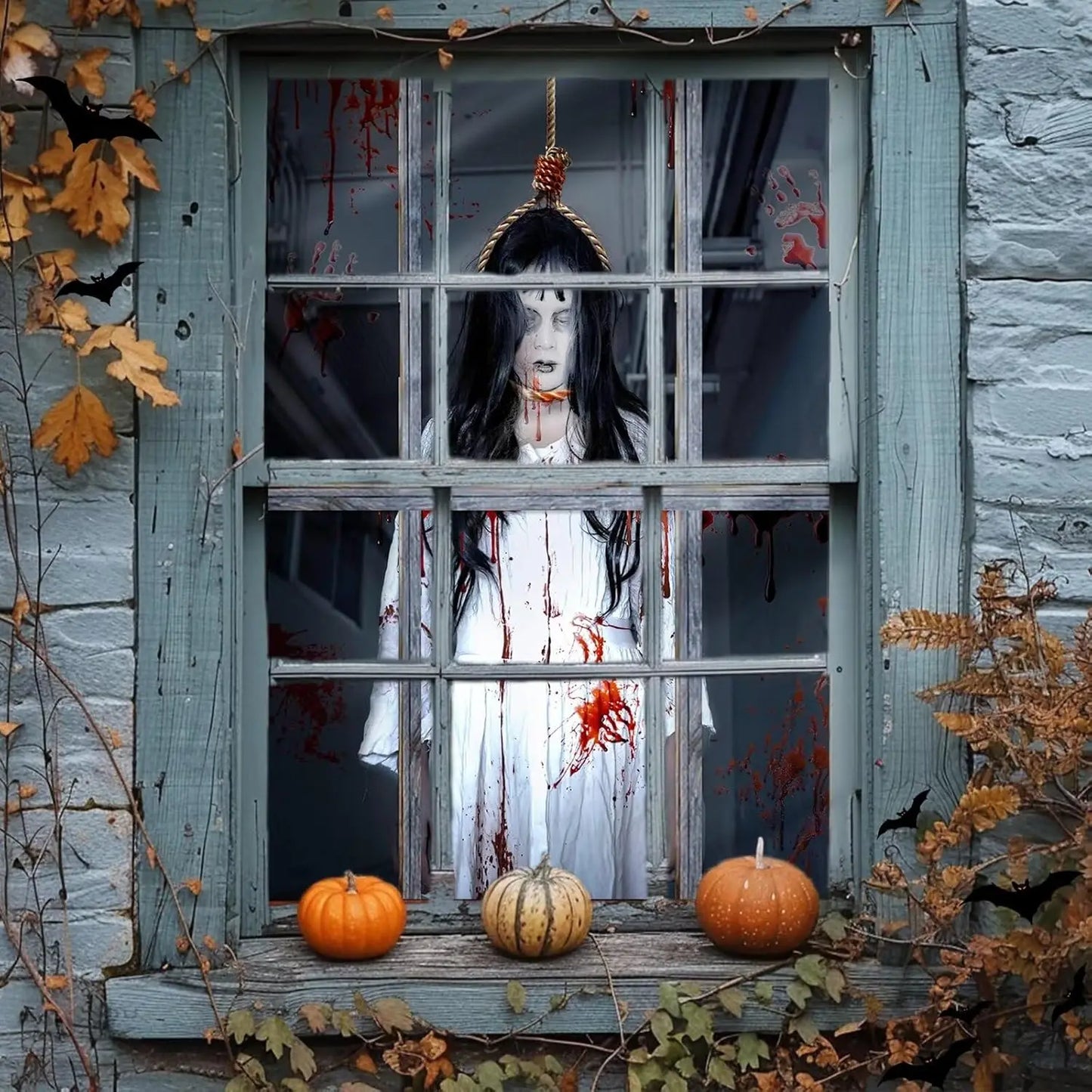 Halloween Window Cover Decorations – Scary Fabric Clings & Creepy Door Silhouette Curtain | Spooky Cove
