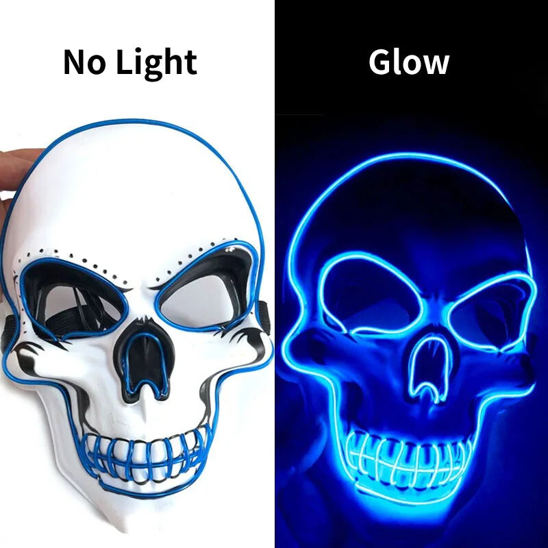 Halloween LED Skull Mask – Luminous Horror Cosplay Mask for Parties & Decorations | Spooky Cove