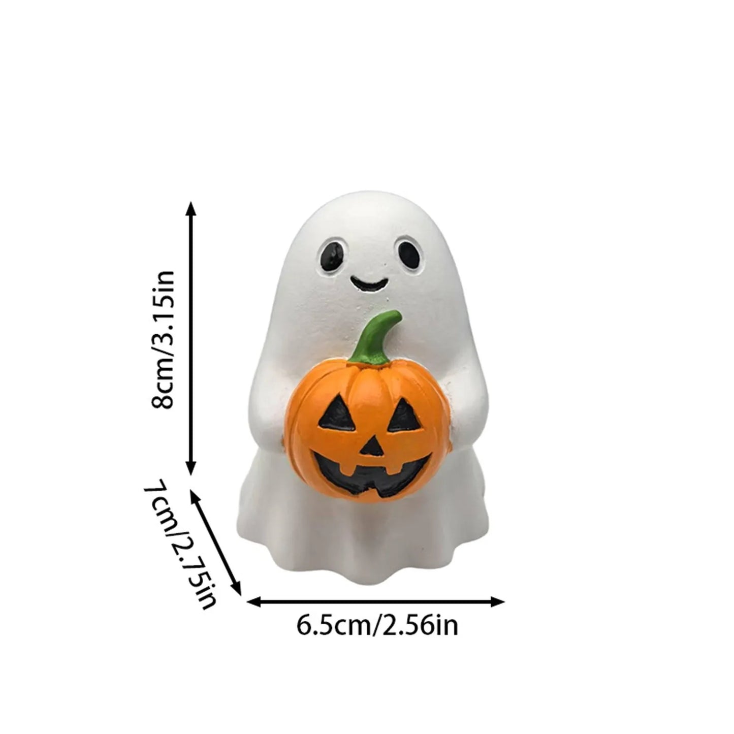 Halloween Ghost with Pumpkin Statue – Handmade Holiday Decoration & Spooky Collectible Gift | Spooky Cove