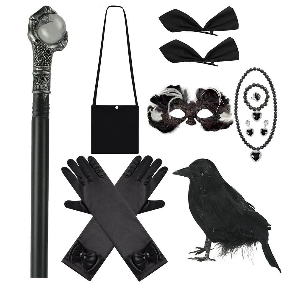 Kids Black Witch Halloween Costume – Luxury Lace & Sequin Evil Queen Dress, Maleficent Ghost Bride Outfit | Spooky Cove