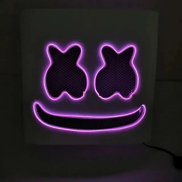 Halloween LED DJ Marshmello Mask – Light Up Cosplay Helmet for Rave, Festival & Party Props | Spooky Cove