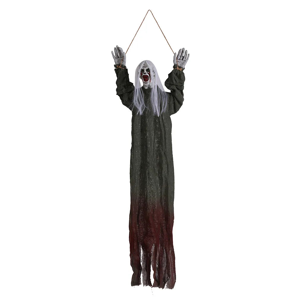 Halloween Hanging Scary Prop – Long-Haired Horror Decoration for Parties, Haunted Houses & Escape Rooms | Spooky Cove