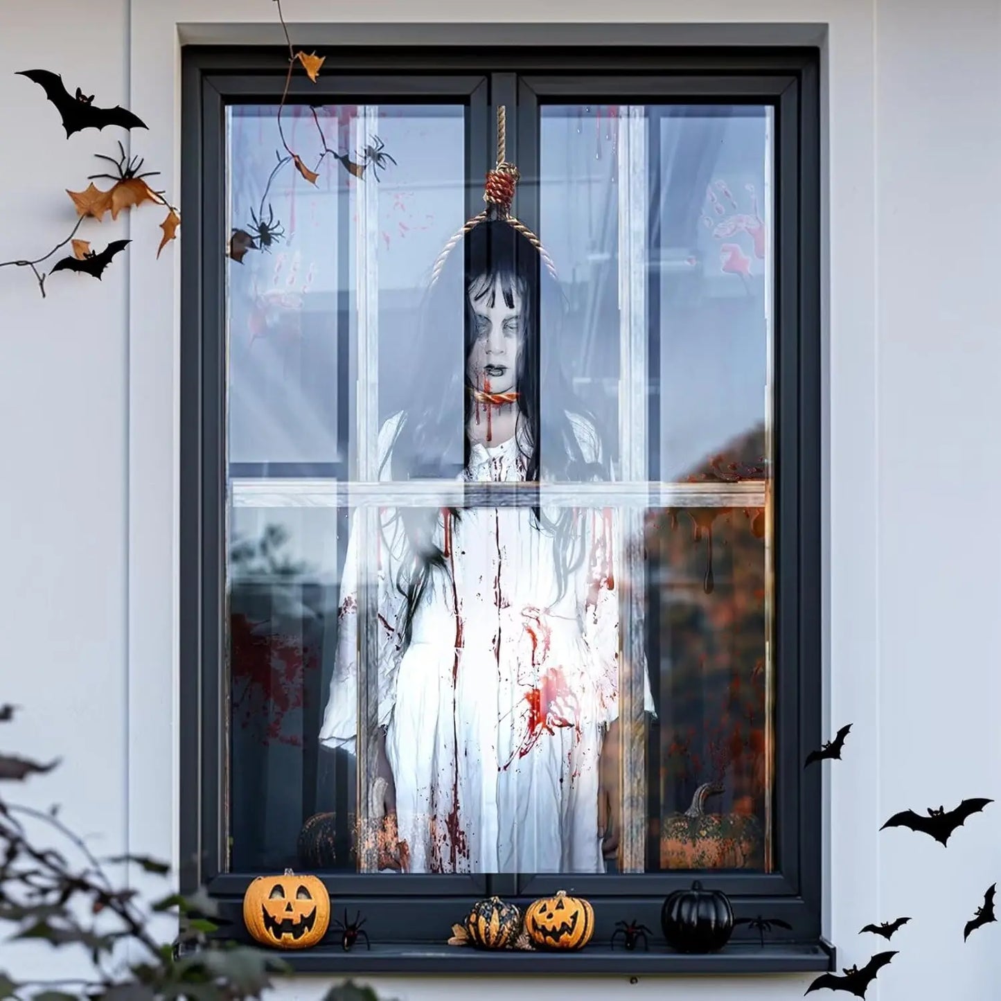 Halloween Window Cover Decorations – Scary Fabric Clings & Creepy Door Silhouette Curtain | Spooky Cove
