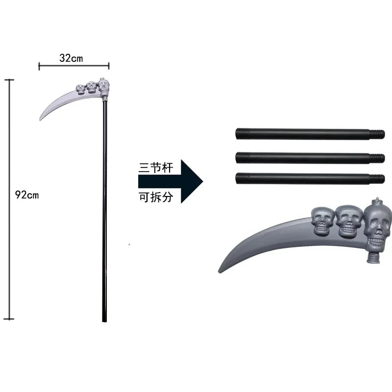 Grim Reaper Halloween Costume 2025 – Kids & Adult Skeleton Robe with Hood & Sickle Scythe | Spooky Cove